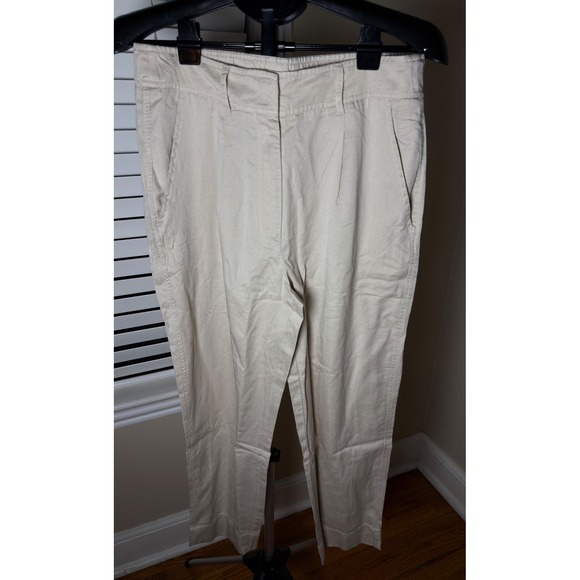 Quince Pants - Quince Drapey Twill Tapered Trouser Oatmilk Beige Linen Blend Pants Size 10 NEW